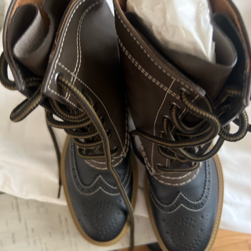Chloe Black and Brown Lace Up Booties - Picture 3 of 7